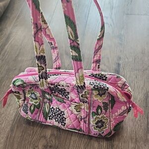 Vera Bradley Pink and Green Floral Quilted Shoulder Bag